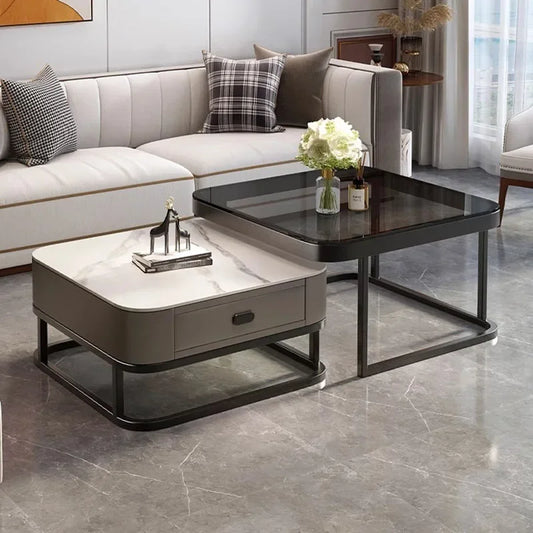 Clear Glass Black Coffee Table Modern Storage Low Wooden Living Room Coffee Table Mobile Marble White Mesa Auxiliar Furniture