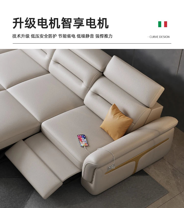 Smart leather electric sofa combination light luxury modern multifunctional living room folding sofa bed