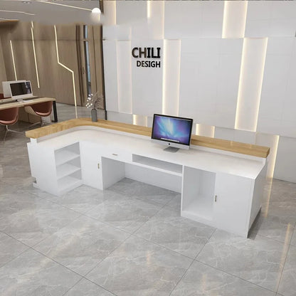 Company Reception Desk Training Class Paint Modern Minimalist Cashier Counter Curved Corner Bar Counter Mostrador Furnitures