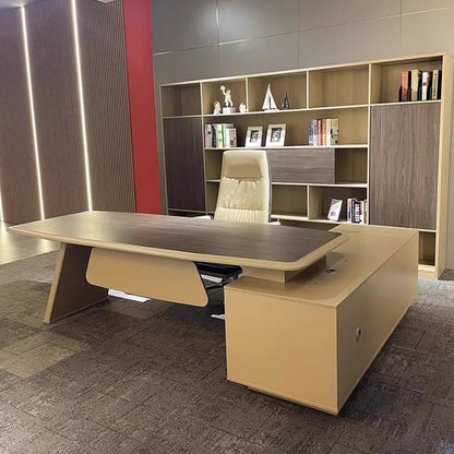 Executive Boss Office Desks Wooden Luxury L Shape Conference Office Table Storage Scrivanie Per Ufficio Modern Furniture