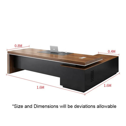 Classic office desks executive office desk boss table with side cabinet and bookcase wholesale