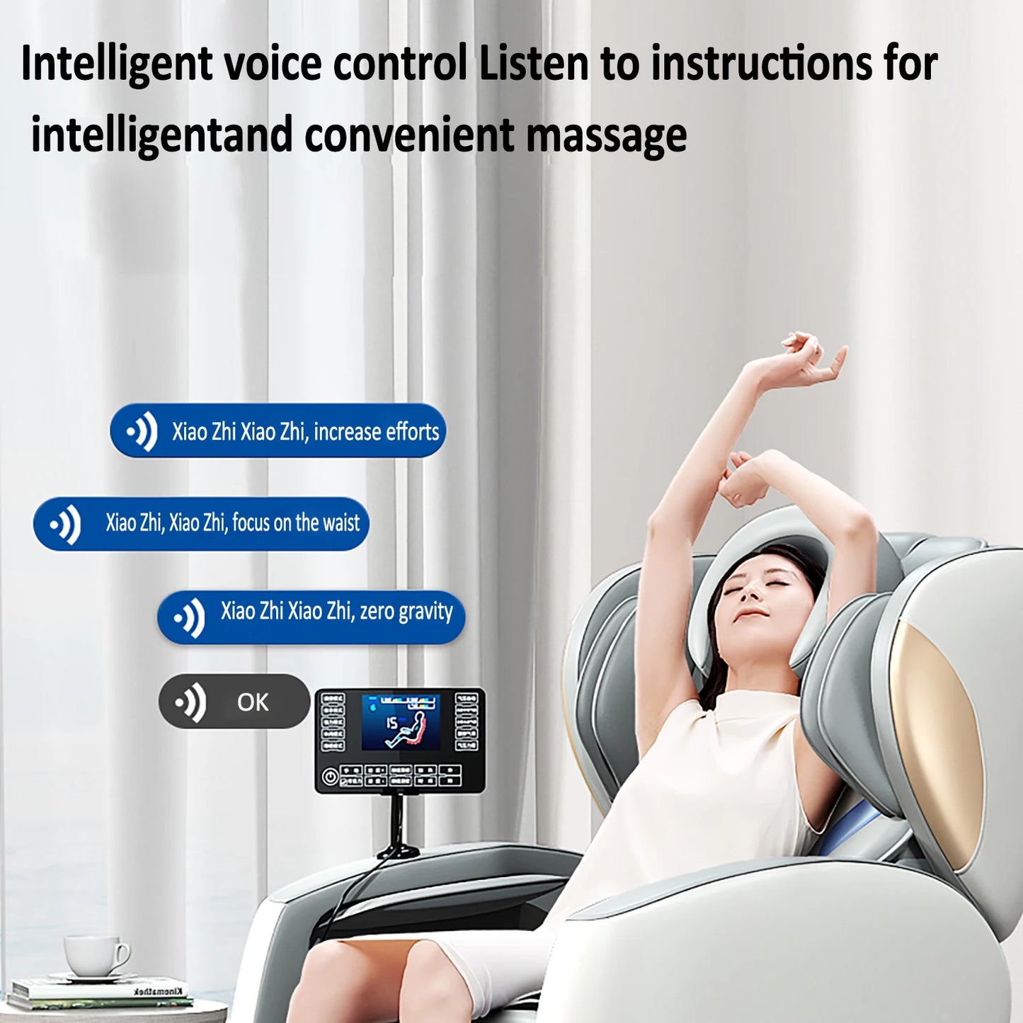 HFR 2024 Massage Chair 4D Full Body Recliner Zero Gravity Office Chair Yoga Stretch Intelligent Body Detection Bluetooth Speaker