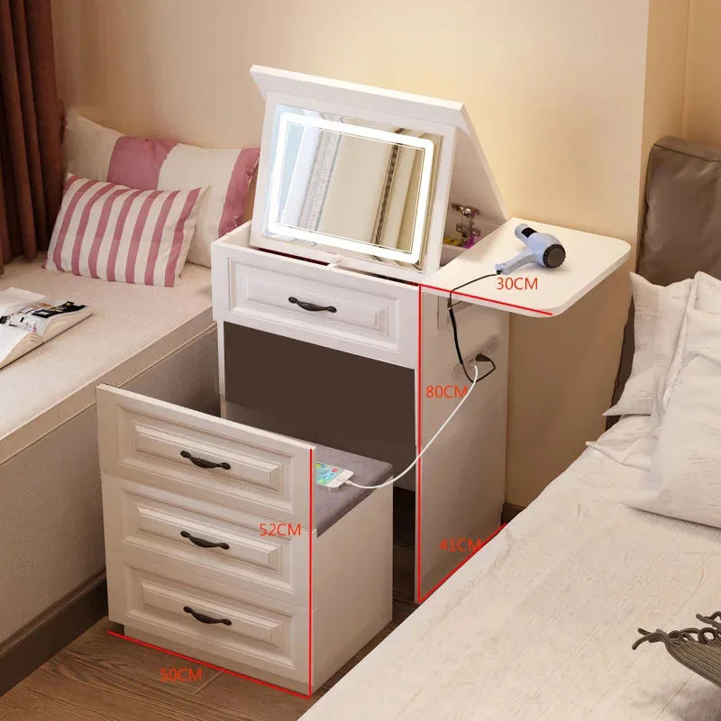 Nordic Man-made Board Dressers for Bedroom Furniture Designer Light Luxury Bedside Storage Cabinet Integrated Dressing Table