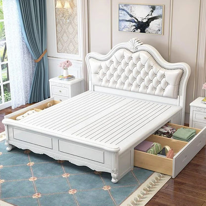 Queen Headboard Double Bed Luxury Nordic Unique Twin Living Room Double Bed Modern White Cama Matrimonial Bedroom Furniture