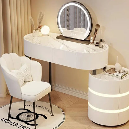 Nordic Aesthetic Dressing Table White Led Desings Kawaii Modern Storage Makeup Table Drawer Mirror Kaptafel Dresser Furniture