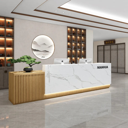 Beauty Salon Reception Desks Office Podium Church Luxury Futuristic Reception Desks Lectern Bancone Reception Office Furniture