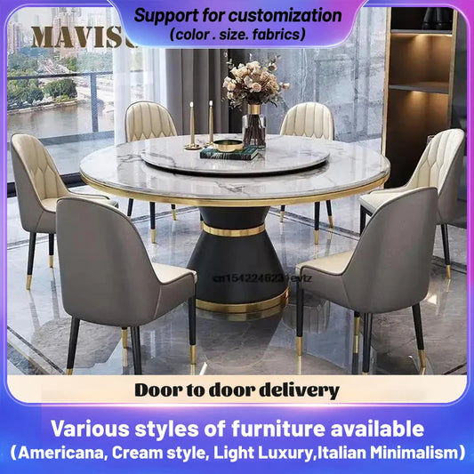 Rock Dinner Table Round Table Modern Light Luxury Dining Room Furniture Set Home Furniture Kitchen Table