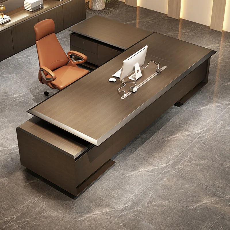 Workstation Drawers Office Desk Writing Reception L Shaped Executive Corner Storage Office Desk Luxury Bureau Meuble Furniture