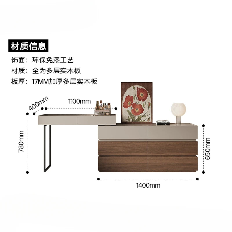 Office Solid Wood Dressers Brown Closet Vanity Chair Cosmetic Table Dressers Luxurious Pentiadeira Feminina Toilet Furniture