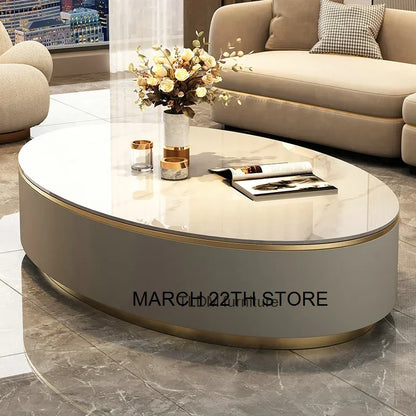 Oval Storage Coffee Table For Living Room Luxury Marble Nordic Coffee Table Modern Design Table Basse De Salon Home Furniture