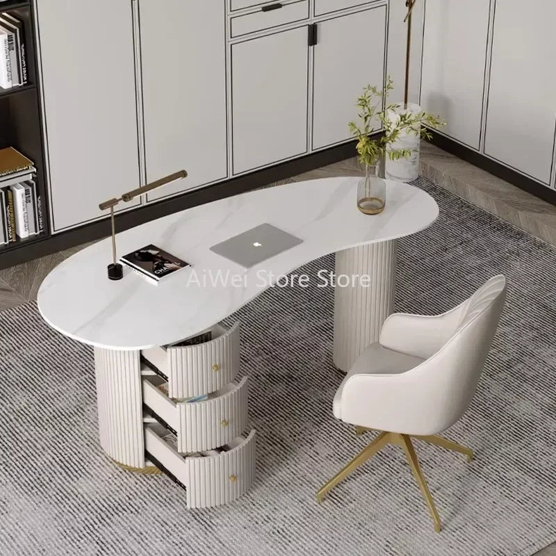 Bedroom Study Office Desk Standing Computer Gaming Corner Bureau Reception Office Desk Storage Schreibtisch Luxury Furniture