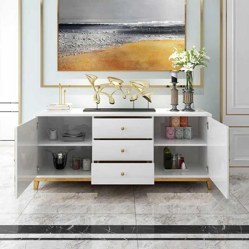 Luxury Entrance Hallway Black Shoe Cabinet Villa Storage Wooden Console Furniture TV Table Cabinet Living Room Kitchen Sideboard