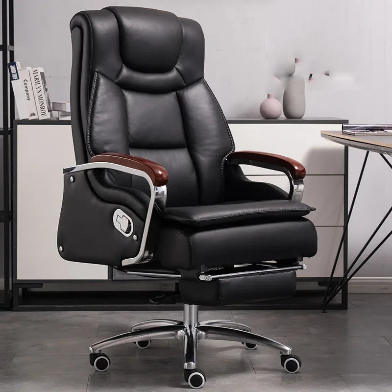 Fancy Luxairy Rotating Office Chair Leather Olive Drab Lounge Ergonomic Office Chair Nordic High Back Cadeiras Salon Furniture