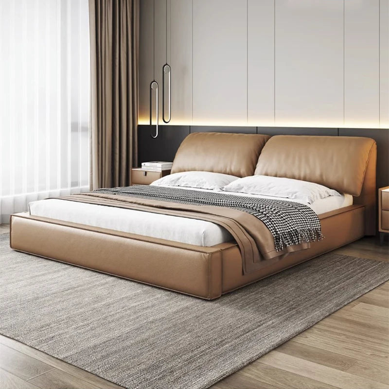 Multifonction Couple Bed Leather Aesthetic Luxury Double Bed Queen Size Modern Marco De Cama Queen Moderno Hotel Furniture