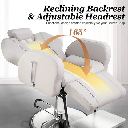 Barber Chair, Reclining Salon Chair for Hair Stylist, Hair Salon Chair All-Purpose Hair Chair with Heavy-duty Steel Frame