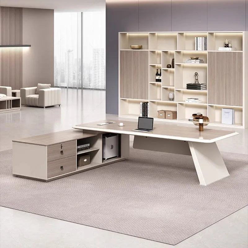 Executive Reception Office Desk European Luxury Modern Floor Computer Desks L Shaped Organizers Mesa De Escritorio Furniture