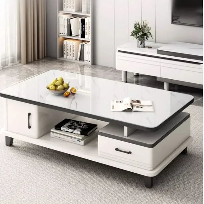 Rectangle Aesthetic Storage Coffee Table Luxury Simple Ornaments Minimalist White Coffee Table Nordic Mesa Auxiliar Home