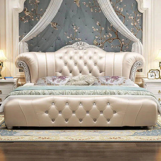 Wood Bedrooms Modern Bed Queen Size Master Salon Queen Bed Luxury Frame Leather Camas De Matrimonio Dormitorio Home Furniture