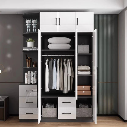 Modern Luxury Wardrobes White Wooden Clothing Rack Free Shipping Wardrobes Apartment Storage Armario De Ropa Furniture Bedroom