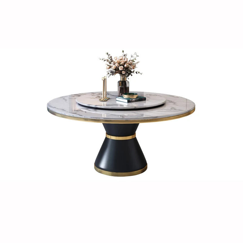 Light Luxury Dining Table Chair Combination Modern Console Simple Home Round Table With Turntable Table A Mangerhome Furniture