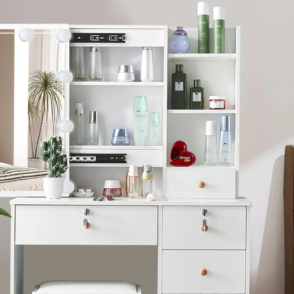 Bedroom Dresser, Vanity Mirror with Light