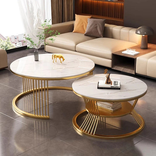 Living Room Bedside Coffee Table Center Round Modern Gold Console Side Floor Desk Art Table Basse Pour Salon Home Decorations