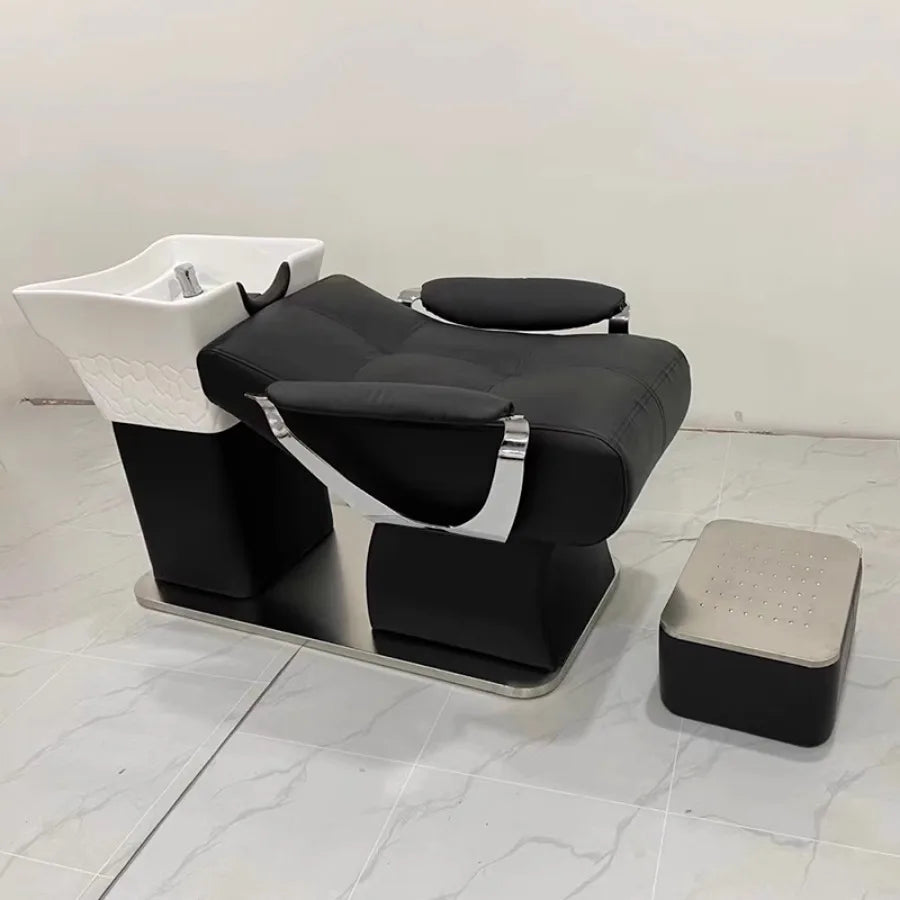 Barber Equipment Shampoo Chair Basin Head Spa Luxury Washing Hair Bed Shampoo Chair Reclining Mobile Potable Cadeira Salon Chair