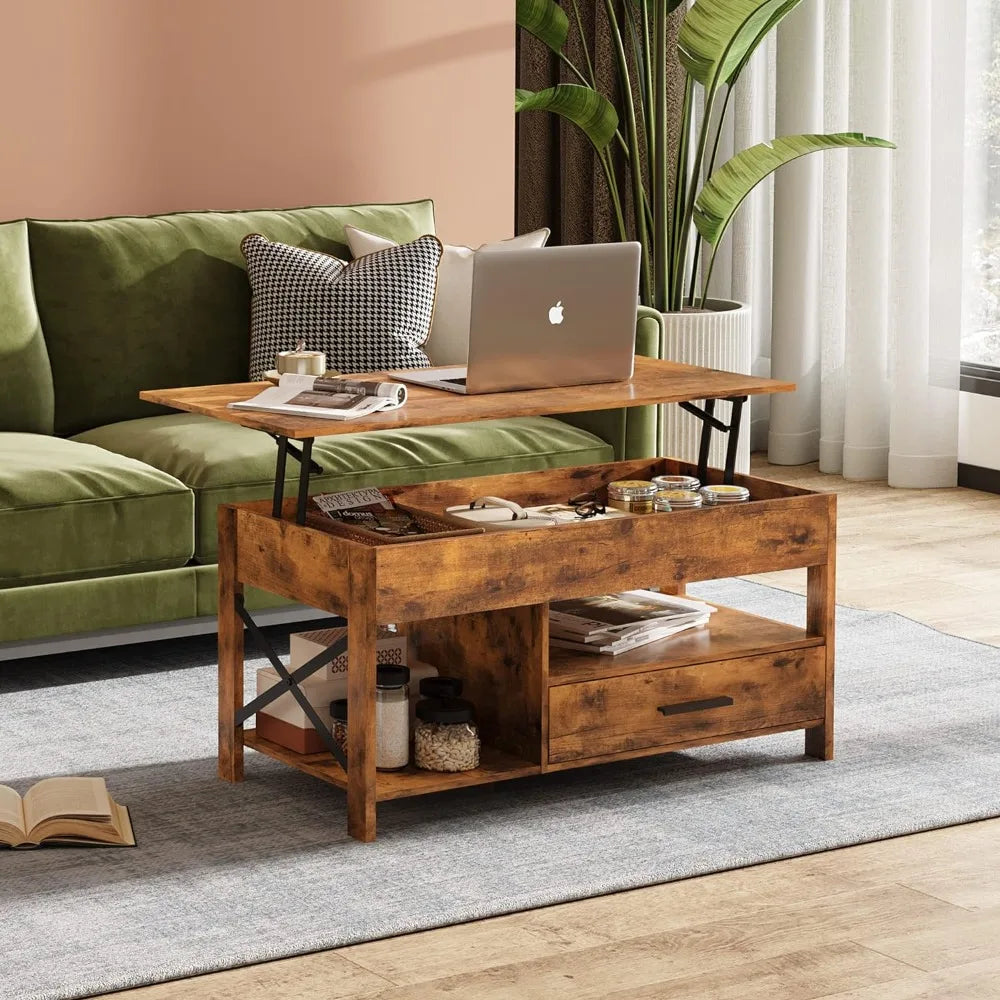 Elevated coffee table with storage space