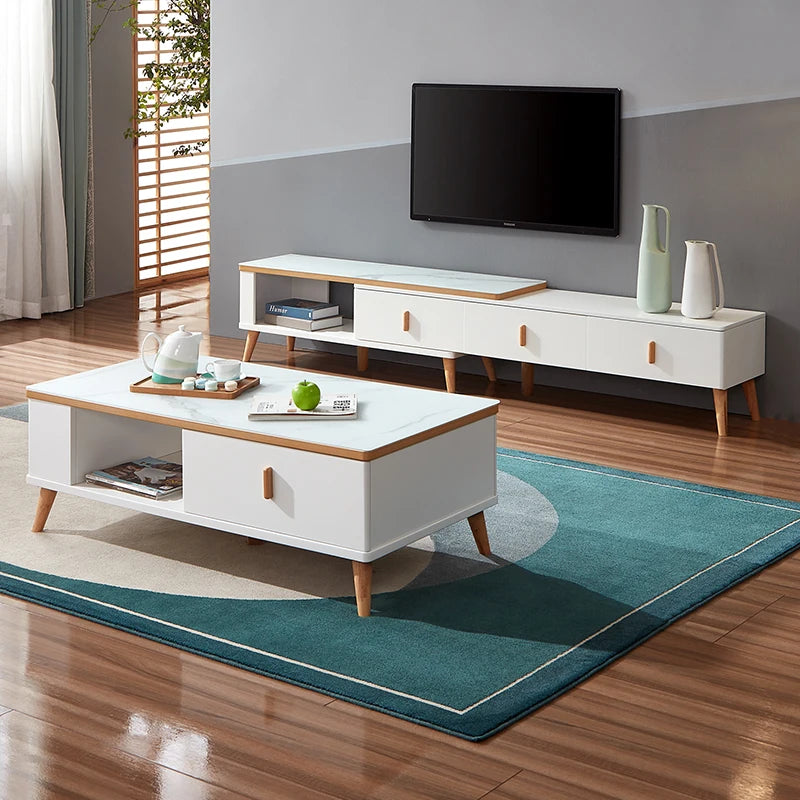 Cabinet Gold Shelf TV Table High Legs Gold Board Combination TV Table Mobil White Luxury Muebles Salon Moderno Home Furniture