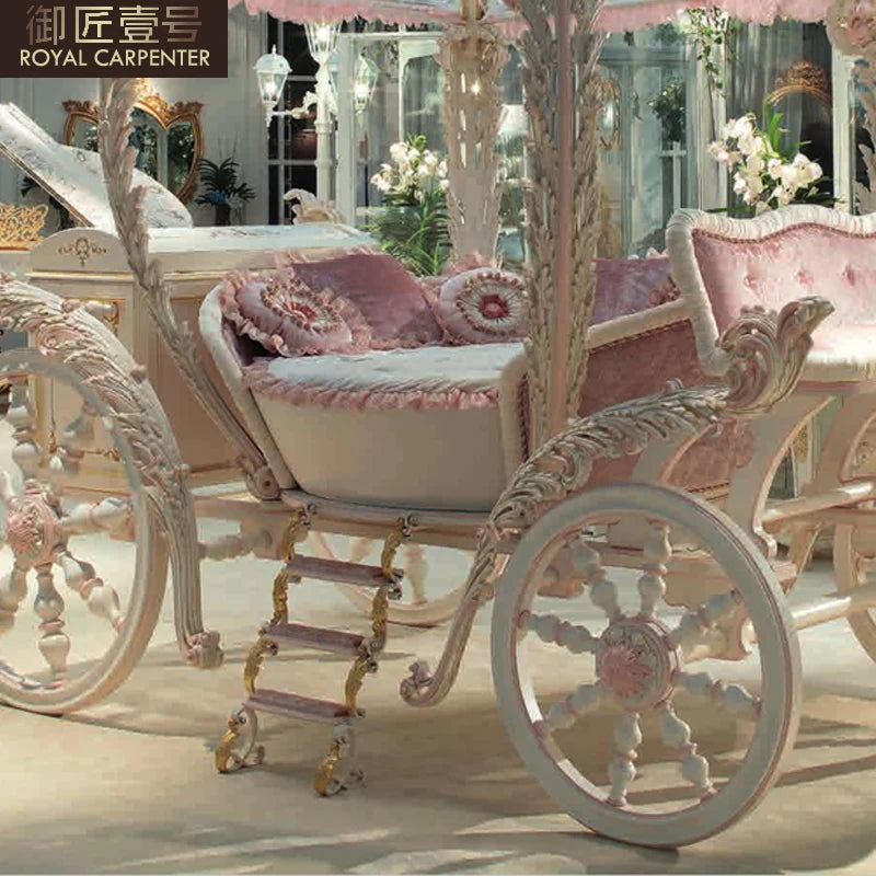 Royal Craftsman No. 1 European solid wood princess bed pink children's bed carriage French cute girl bed customized