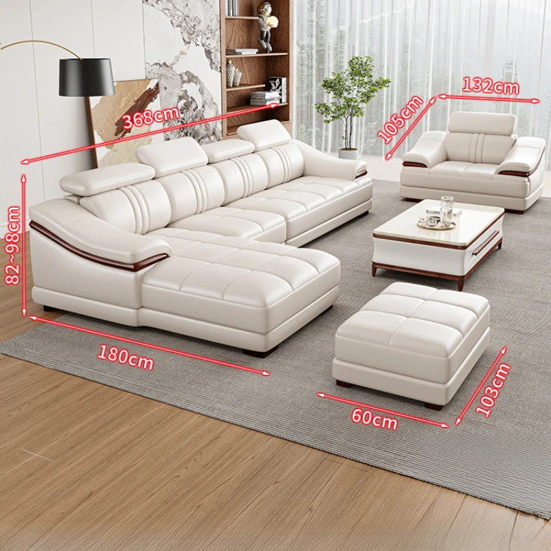 Nordic Luxury Fancy Sofas Genuine Leather Designer Reclining Lounge Sofa Loveseat White Sofy Do Salonu Apartment Furniture