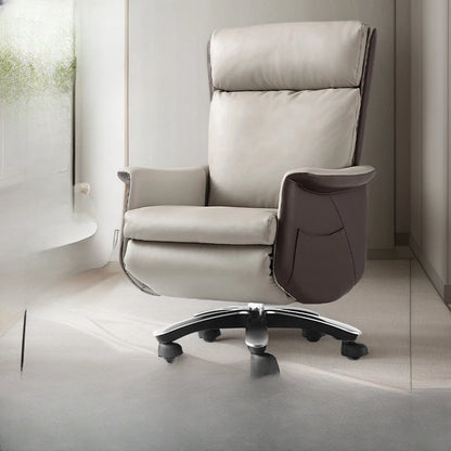 Modern Light Luxury Multifunctional Electric Office Chairs Made Genuine Leather Metal That Can Be Reclined Luxury Furniture