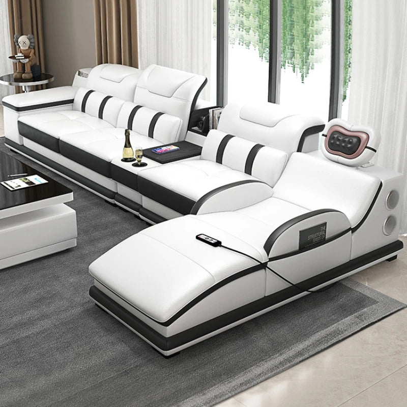 Luxury Modern Sofa Leather Massage Reclining Sectional Couch Lounge Daybed Canape Salon De Luxe Living Room Furniture