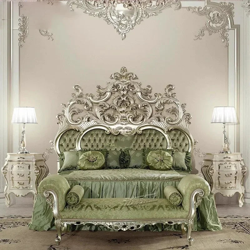 Modern Princess Bed Master Large Hand Carved Girl Bedding Queen Bed Double Luxury Floor Cama Matrimonial Nordic Furniture