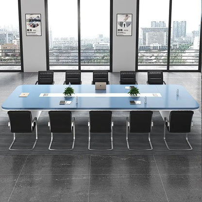 Long Customizable Conference Tables Office Meeting Table Meeting Table Design With Thick Desktop Metal Wire System