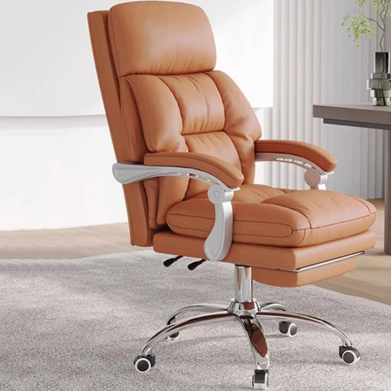 Faux Leather Support Office Chair Modern Luxairy Designer Ergonomic Chair Mobile Comfy Rolling Silla De Oficina Office Furniture