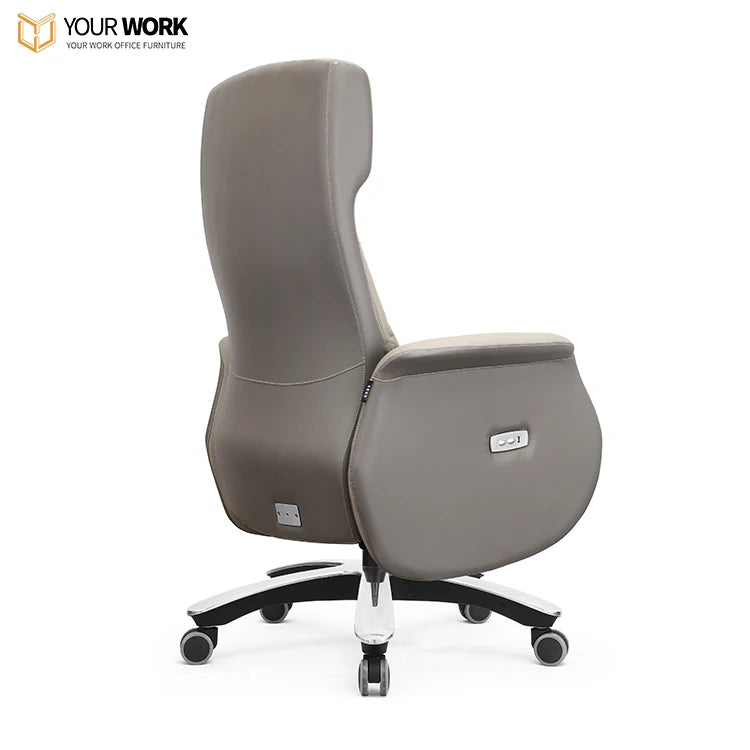 Luxury high back leather with massage executive boss chair electric gear reclining swivel ergonomic office chair