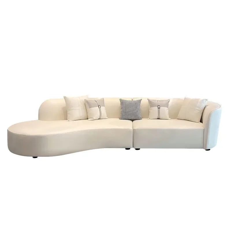 New creative no-wash technology fabric curved sofa light luxury modern simple cream style living room