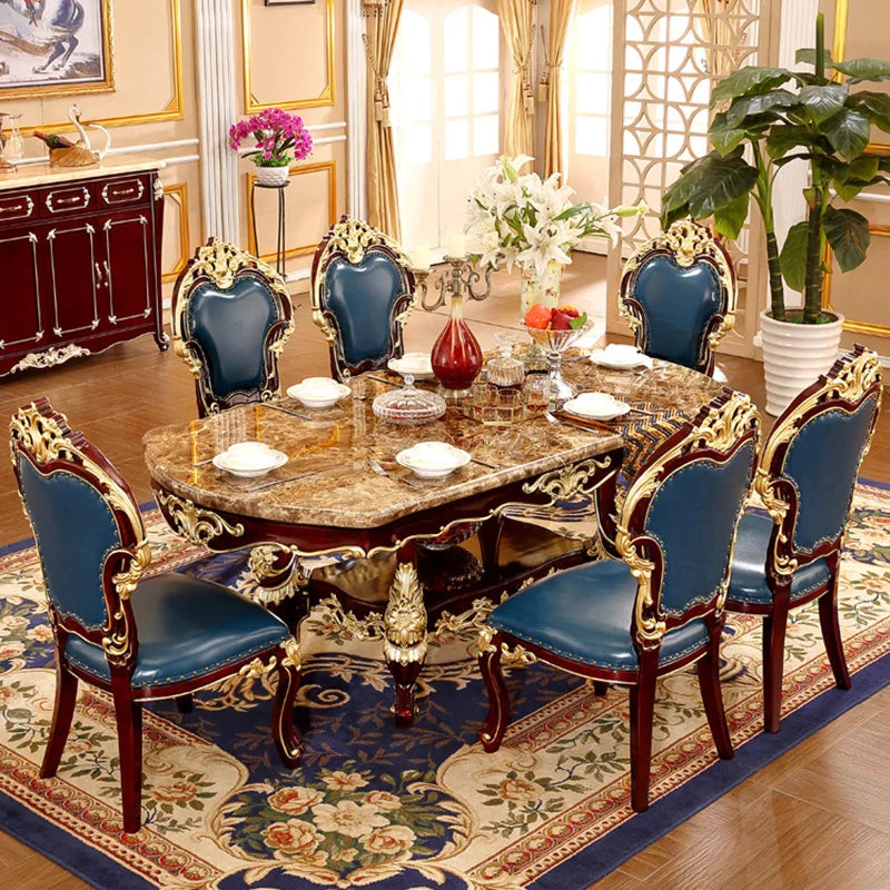 high quality  European modern 2m dining table set one table( with 8 chairs) retangle marble dining mc01