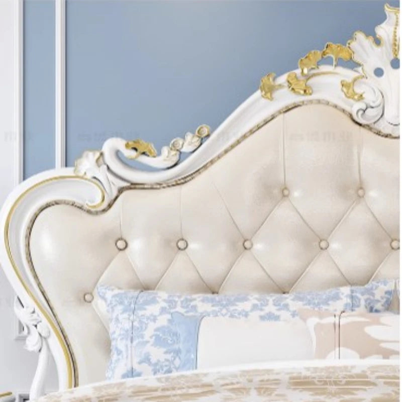 Nordic King Size Double Bed European Pretty Living Room Frame Double Bed Luxury Princess Cama Matrimonial Bedroom Furniture