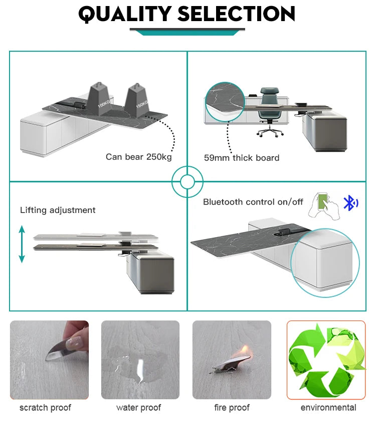 Custom Modern Intelligent lifting Office Furniture L shaped Luxury Boss CEO Manager Desk Executive Office Desk
