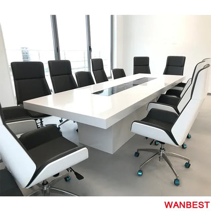 Hot Sale Portable Marble White Office Conference Room Furniture Negotiation Table For 10 Person