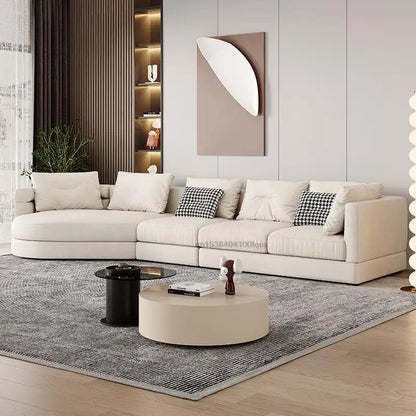 Curved White Nordic Technology Corner Sofa Simple Modern Luxury Designer Adults Living Room L-shaped Lounge Chaise Furniture