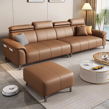 Italian Brown Living Room Sofas Antique Leather Modern Armchair Lazy Sofas Lounges Sleeper Daybed Divano Soggiorno Furniture