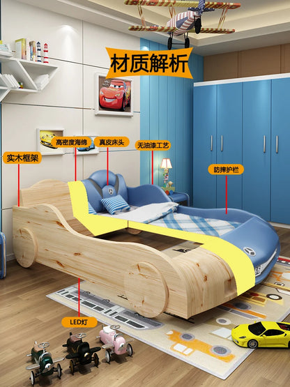 Children Luxury Boys Bed Pretty Unique Cute Nightstand Wood Storage Bed Car Design Camas Moderrna Inteligentes Bedroom Furniture