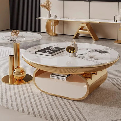 Marble Set Bedroom Coffee Table Japanese Large Oval Aesthetic Side Table Sofa Tray Regale Arredamento Living Room Accessories