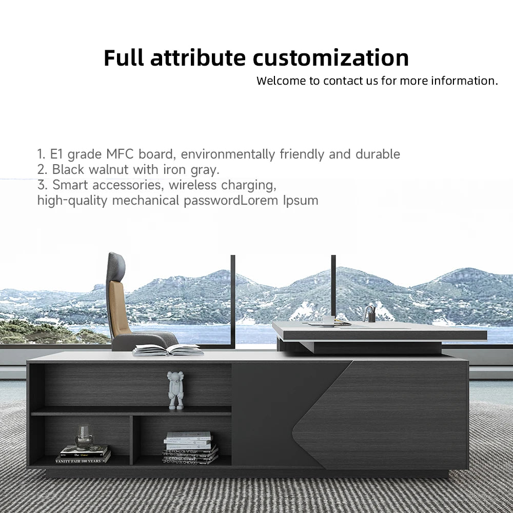 Wooden Luxury Office Table With Chairs Design Executive Office Desk Set Manager Office Furniture Commercial Furniture Work Desk