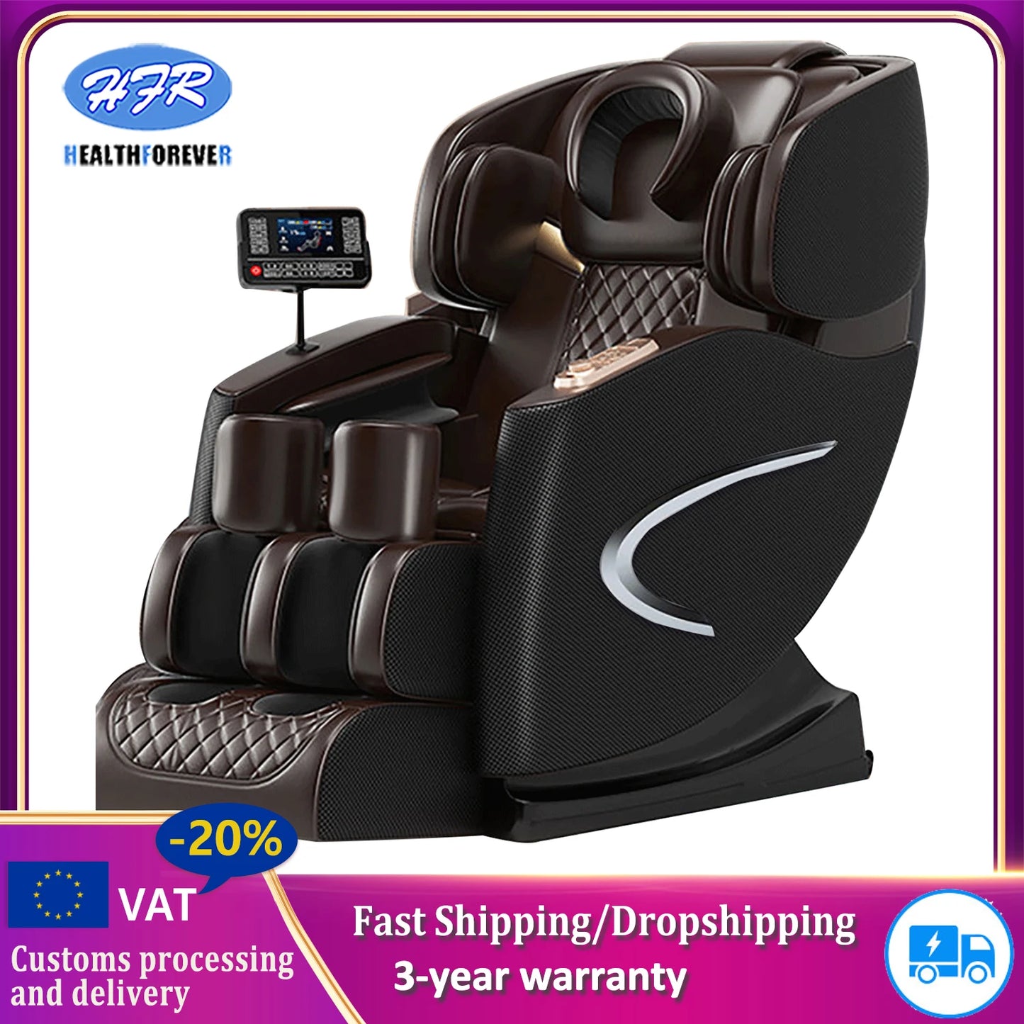 Luxury Electric Leisure Massage Chair Zero Gravity Intelligent Full Body Multi-Function Bluetooth Music U-Shaped Pillow+Shortcut