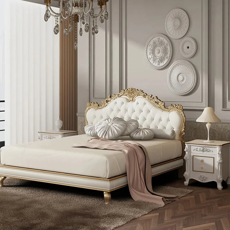 Luxury Kids Double Bed Modern Whitr King Girl Headboard Double Bed Wood Boys Sleeping Letti Matrimoniali Bedroom Furniture