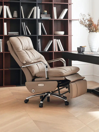 PU High Back electric office chair with footrest chairs  Armchair Computer Swivel Luxury Boss Executive Leather Office Chairs